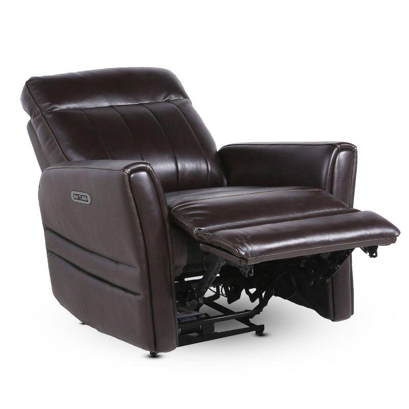 Coachella Power Recliner Chair Brown: Top-Grain Leather, USB Port - Steve Silver Co.