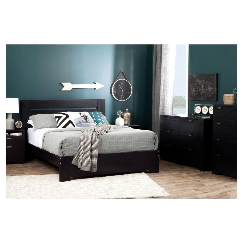 Black Onyx 2-Drawer Nightstand with Open Shelf