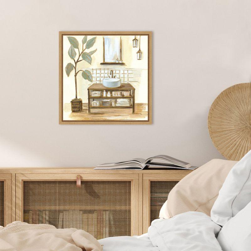 Amanti Art Sage Bathroom II by Silvia Vassileva Canvas Wall Art Print Framed 16 x 16-in.