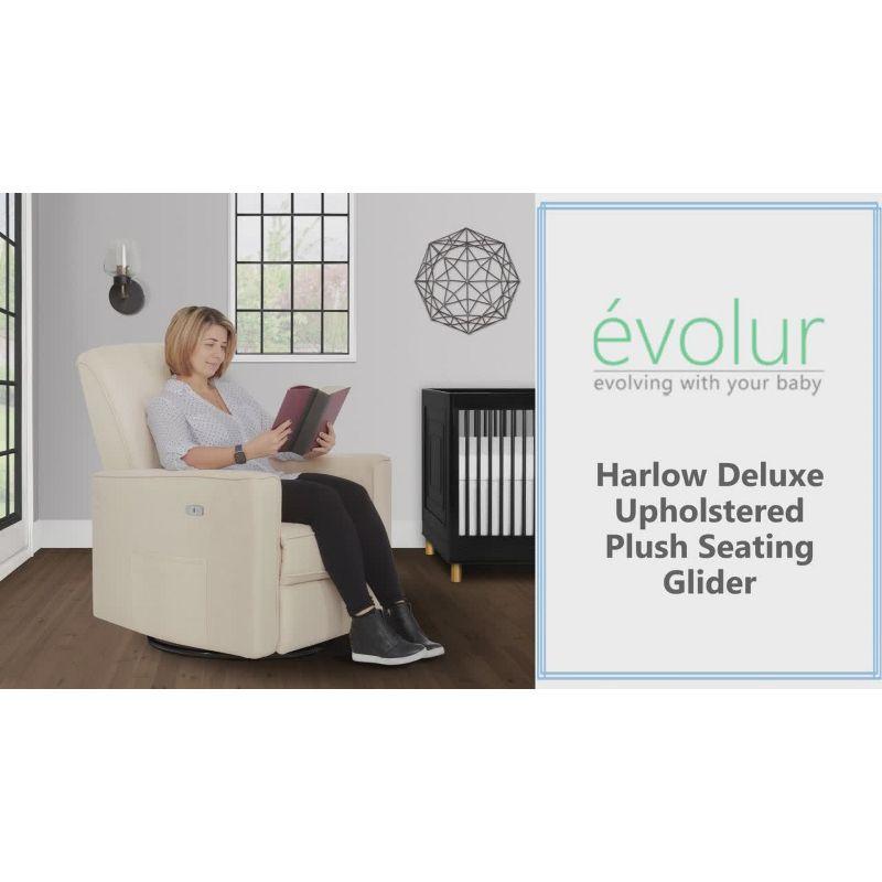 Evolur Harlow Deluxe Greenguard Gold Certified Upholstered Plush Seating Glider Swivel & Power Recliner, Grey