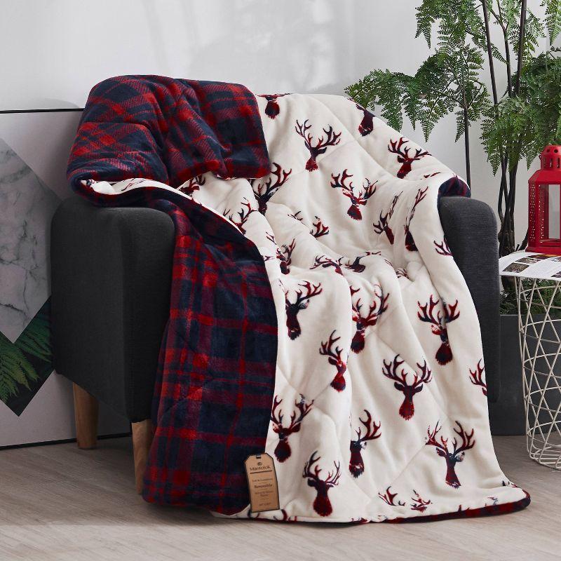 50"x60" Printed Velvet Reversible Throw Blanket Red/Cream - Mantolok
