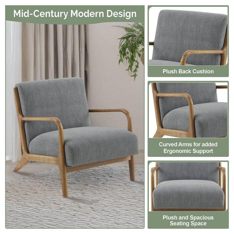 Ink+Ivy Novak Lounge Chair Gray: Mid-Century Elm Wood Frame, Upholstered, Comfort Seating