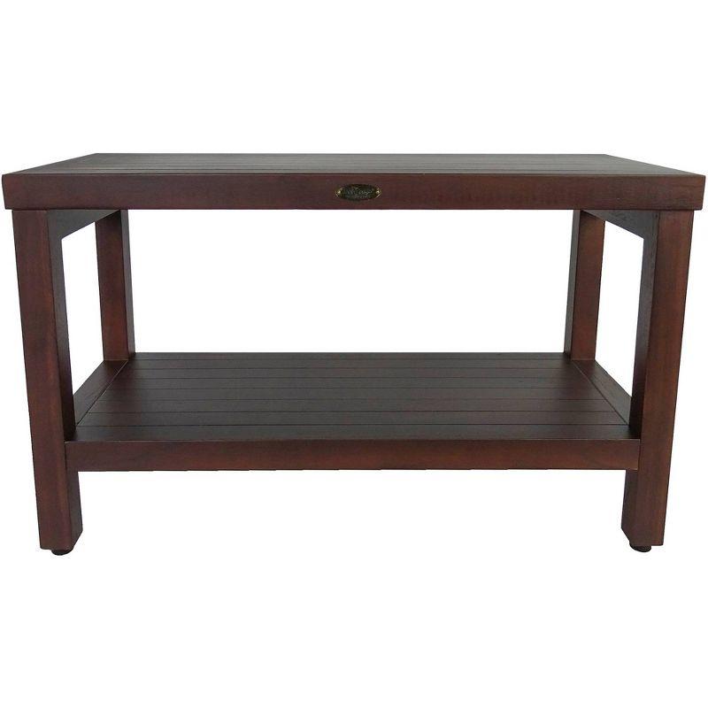 30" Eleganto DT116 Wide Teak Wood Shower Bench with Shelf - DecoTeak