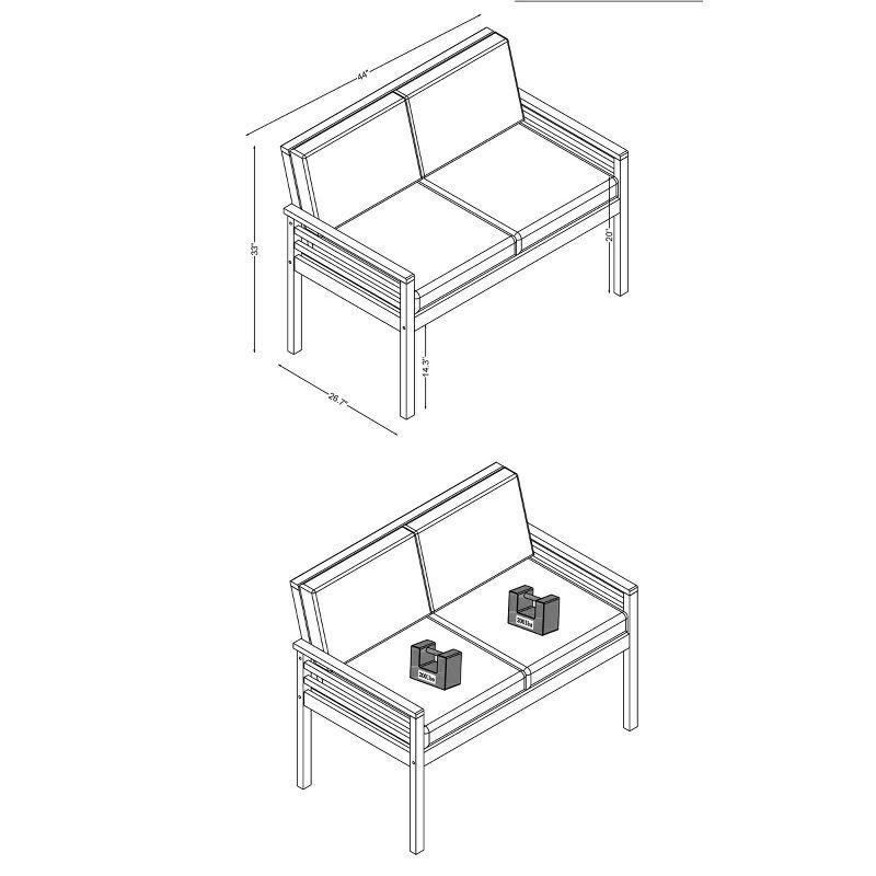 Okemo 2-Piece Acacia Wood Outdoor Patio Set with Cream Cushions