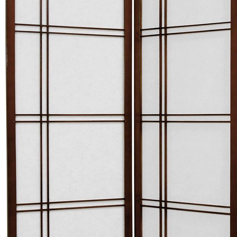 6 ft. Tall Double Cross Shoji Screen - Walnut (5 Panels)