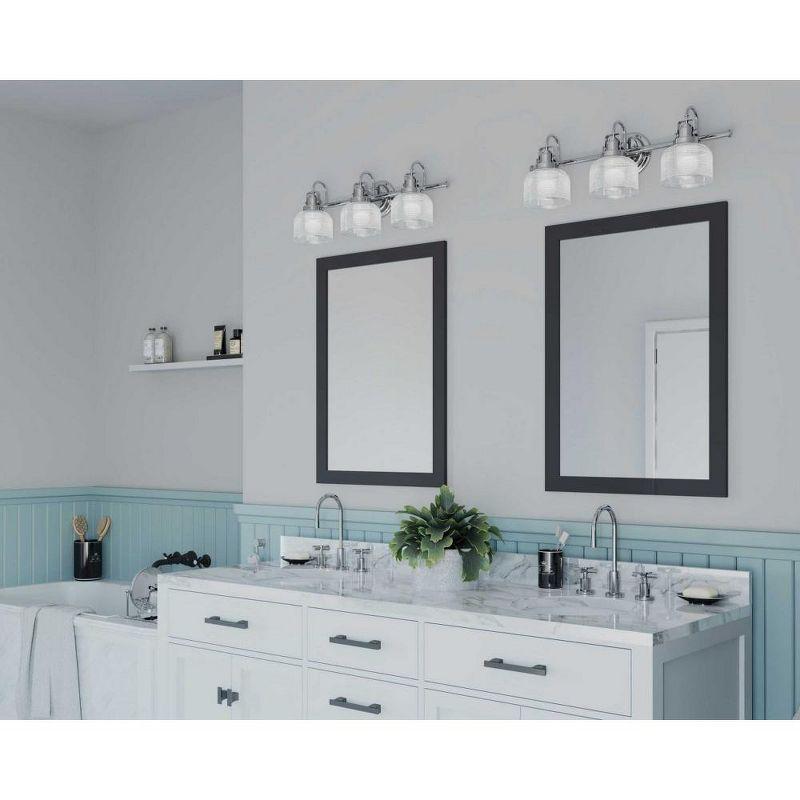 Archie Polished Chrome 3-Light Bath Vanity Fixture with Prismatic Glass Shades