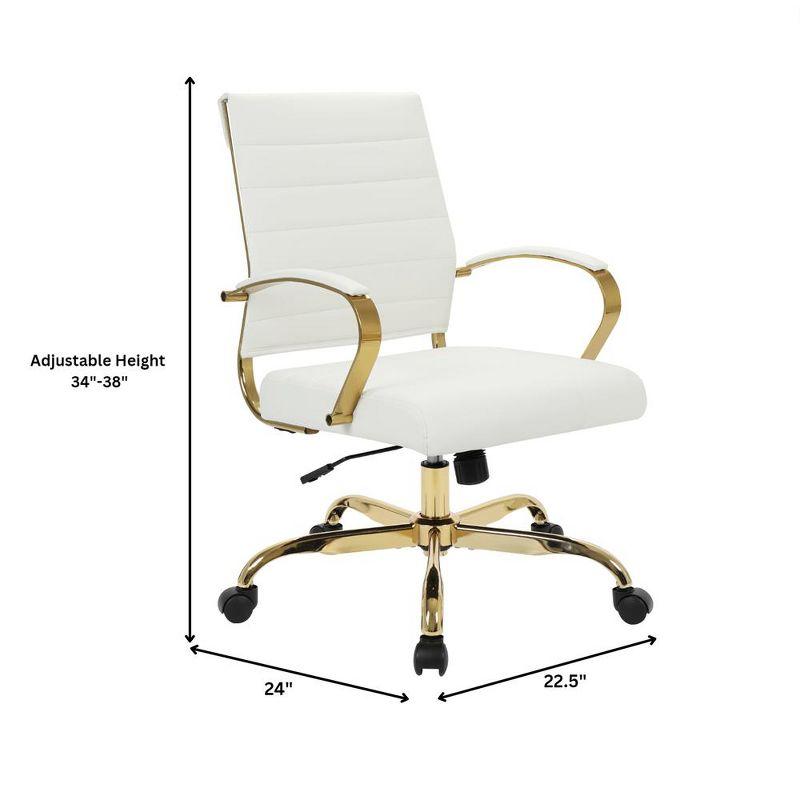 Everly Quinn Naudain Leather Office Chair – Modern Executive Swivel Task Chair with Wheels, Adjustable Height & Padded Arms for Desk or Conference Room