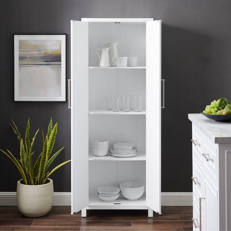 Crosley Cutler Storage Pantry White : Modern Farmhouse Style, 4 Fixed & Adjustable Shelves, MDF Wood Veneer, 65" Height