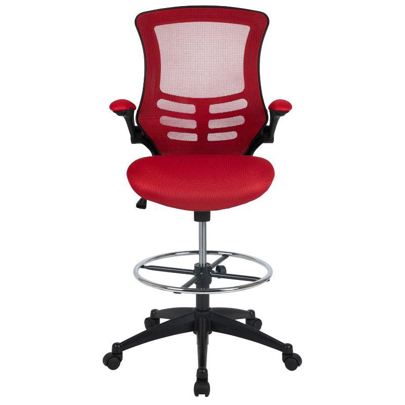 Flash Furniture Mid-Back Mesh Ergonomic Drafting Chair with Adjustable Foot Ring and Flip-Up Arms