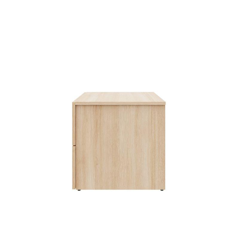 Nexera James 2 Drawers Nightstand Natural Blonde Oak: Modern Lacquered Wood Composite, 1 Year Warranty