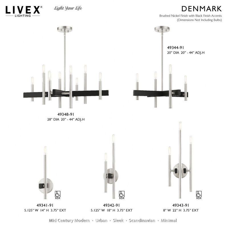 Livex Lighting Denmark 2 - Light Wall Light in  Brushed Nickel