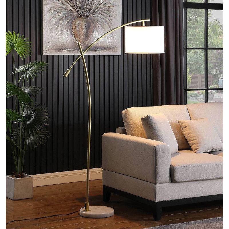 34'' Adjustable White Metal Pendulum Floor Lamp with Marble Base