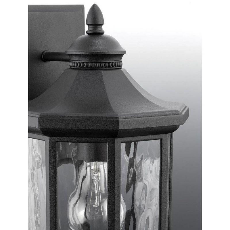 Elegant Octagonal Bronze & Black Porcelain Outdoor Wall Lantern