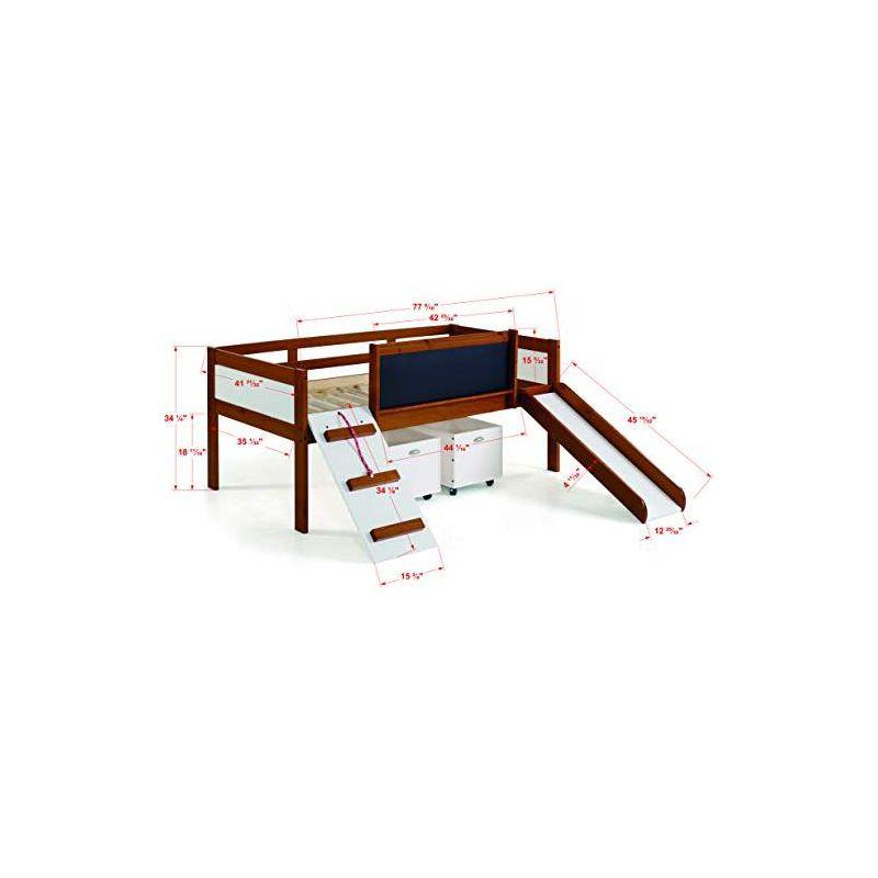 Espresso Pine Twin Loft Bed with Storage and Slide