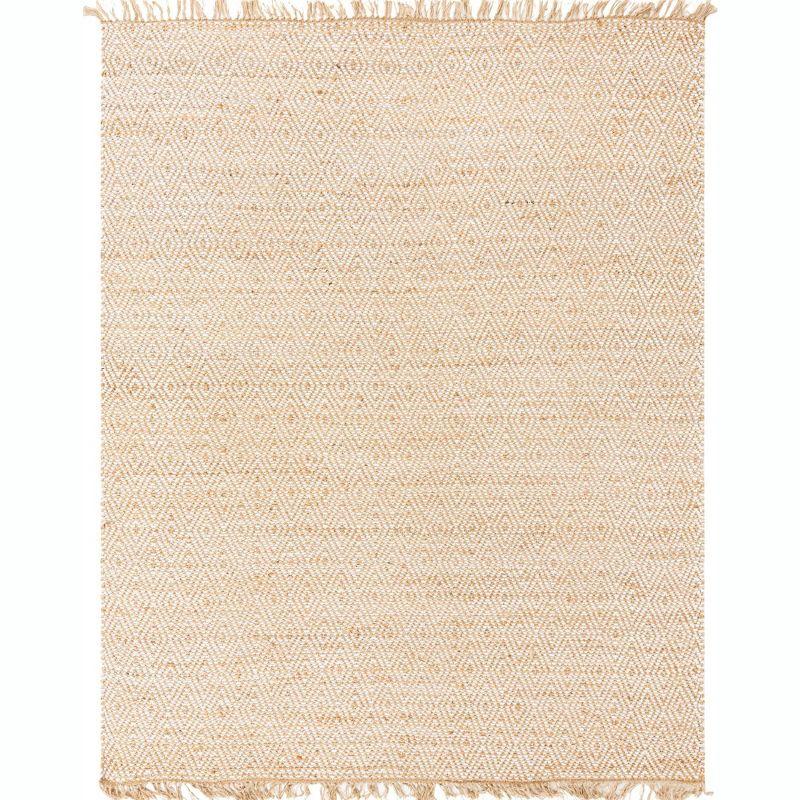 Natural Beige Braided Jute and Cotton Area Rug