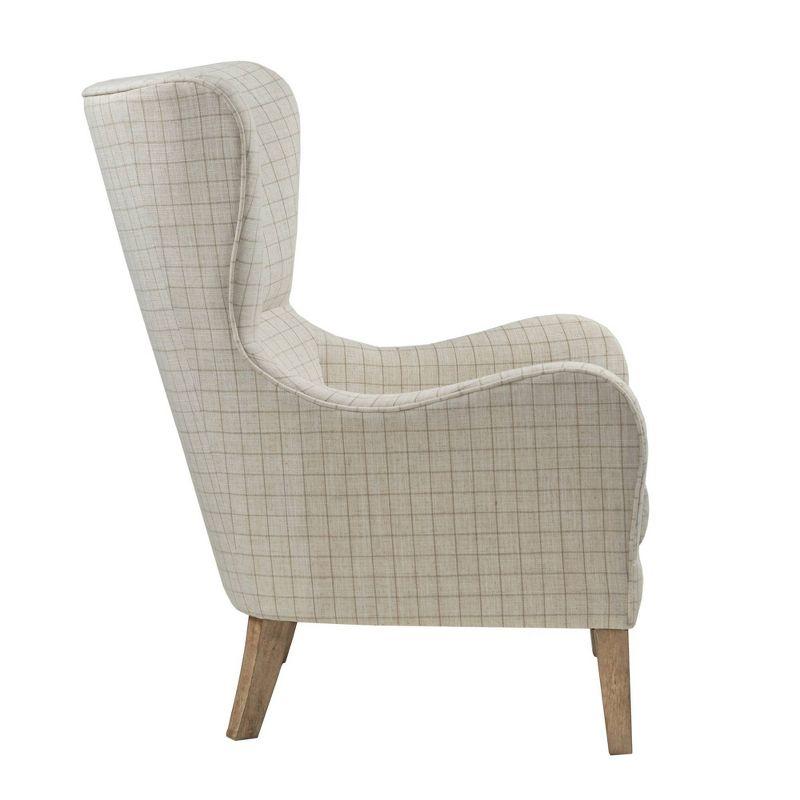 Madison Park Aria Swoop Upholstered Wing Chair Linen: Polyester, Removable Cushions, Wood Legs