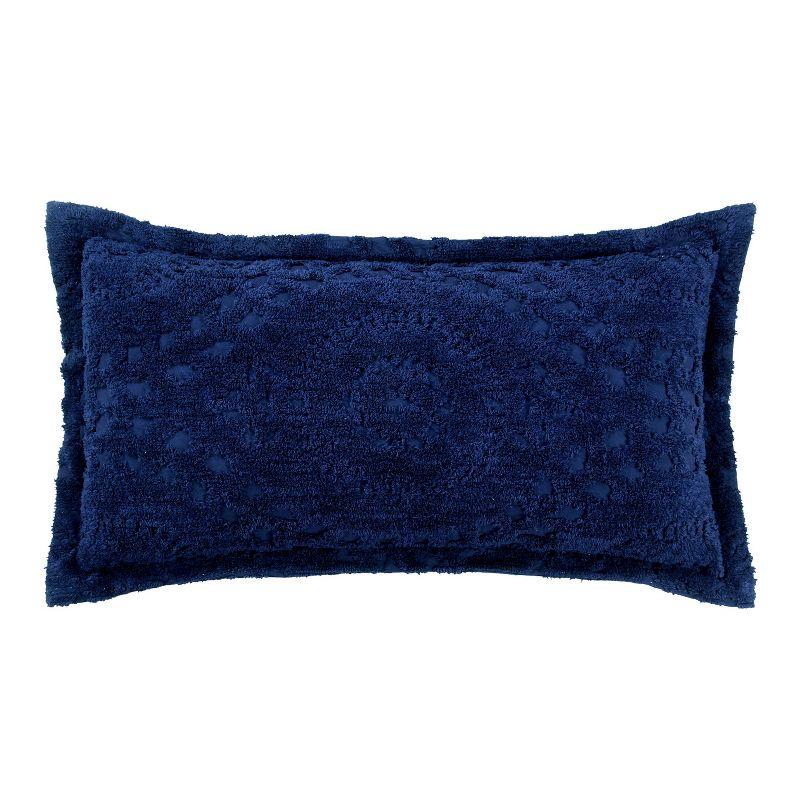 King Rio Collection 100% Cotton Tufted Unique Luxurious Floral Design Pillow Sham Navy - Better Trends