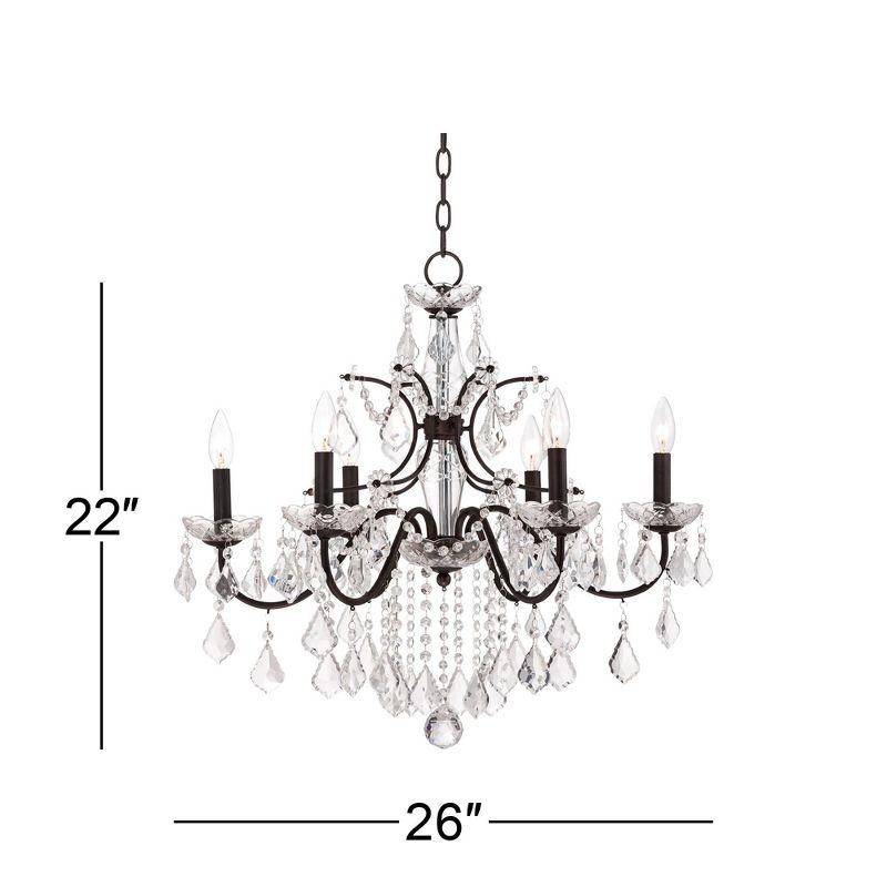Vienna Full Spectrum DeMallo Dark Bronze Chandelier 26" Wide French Scroll Arm Clear Crystal 6-Light Fixture for Dining Room Home Foyer Kitchen Island