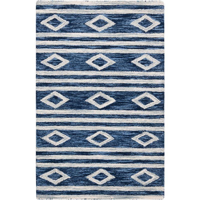 Micro-Loop MLP153 Hand Tufted Indoor Accent Rug - Navy/Ivory - 2'6"x4' - Safavieh