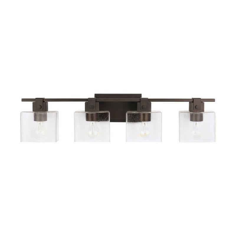 Oil Rubbed Bronze 4-Light Vanity with Clear Seeded Glass Shades