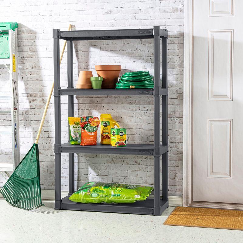 Sterilite Plastic Shelf Storage Organizing Unit with 4 Shelves (Set of 3)