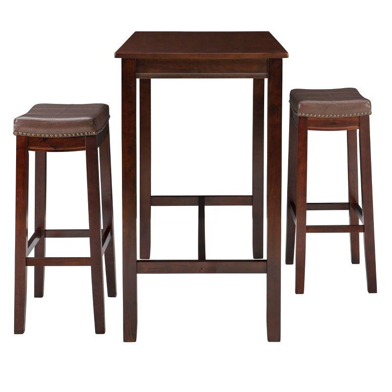 Claridge 3-Piece Brown Acacia Bar Height Dining Set