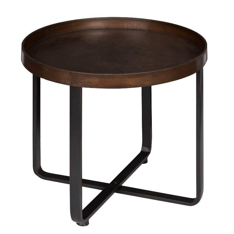 Zabel Round Bronze and Black Metal End Table, 24.5"