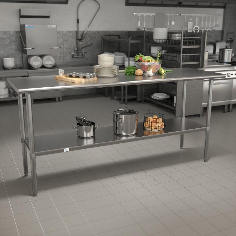 Flash Furniture Woodford NSF Certified Stainless Steel Prep and Work Table with Undershelf