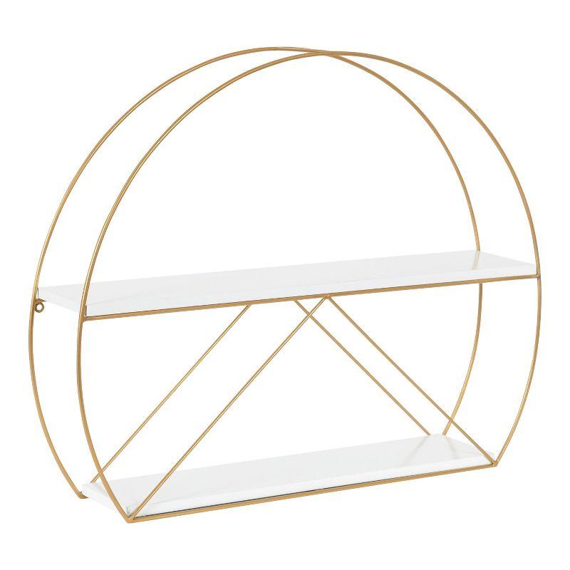 White and Gold Mid-Century Modern Wall Shelf