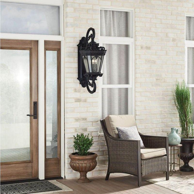 Tournai 37.75" 4 Light Outdoor Wall Light with Clear Seeded Glass in Textured Black