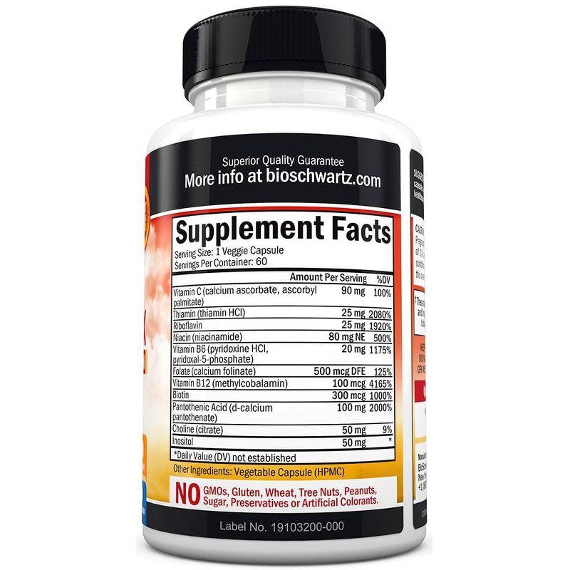 Advanced B-Complex Capsules, Low Carb & Vegan Diet Support, Bioschwartz, 60ct
