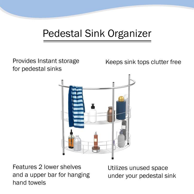 Lavish Home Pedestal Under Sink Organizer, Silver