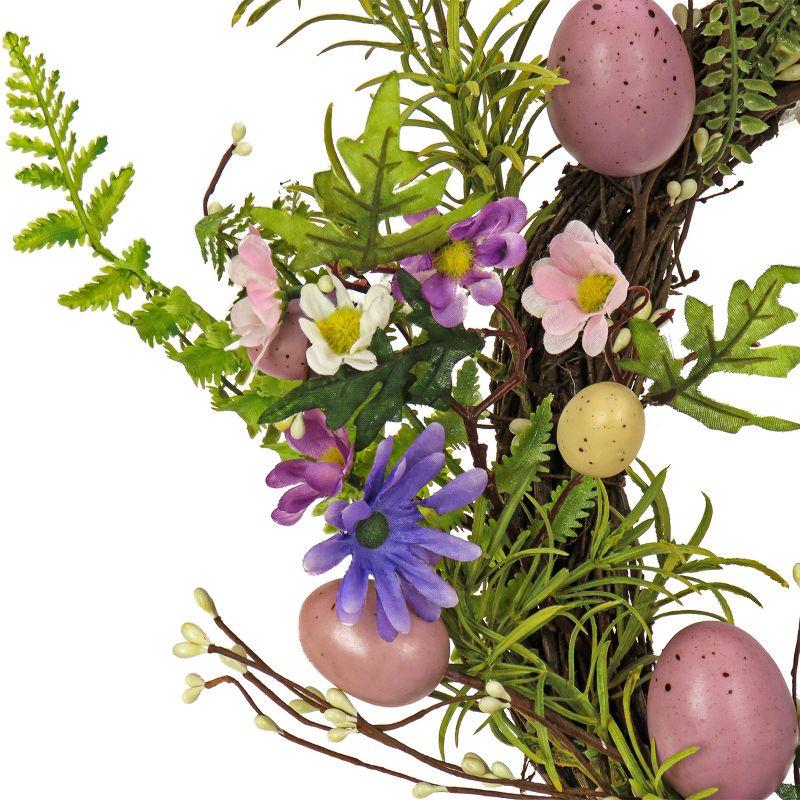 22" Artificial Floral Spring Wreath with Pink Eggs and Purple Flowers - National Tree Company