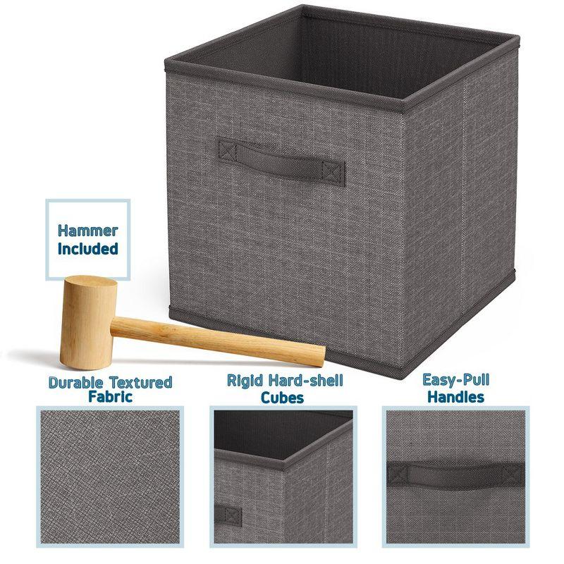 Nestl Cube Organizer Shelves With Cubby Bins, 6 PC DIY Cube Storage Shelves with Cubbies Storage Bins - Gray