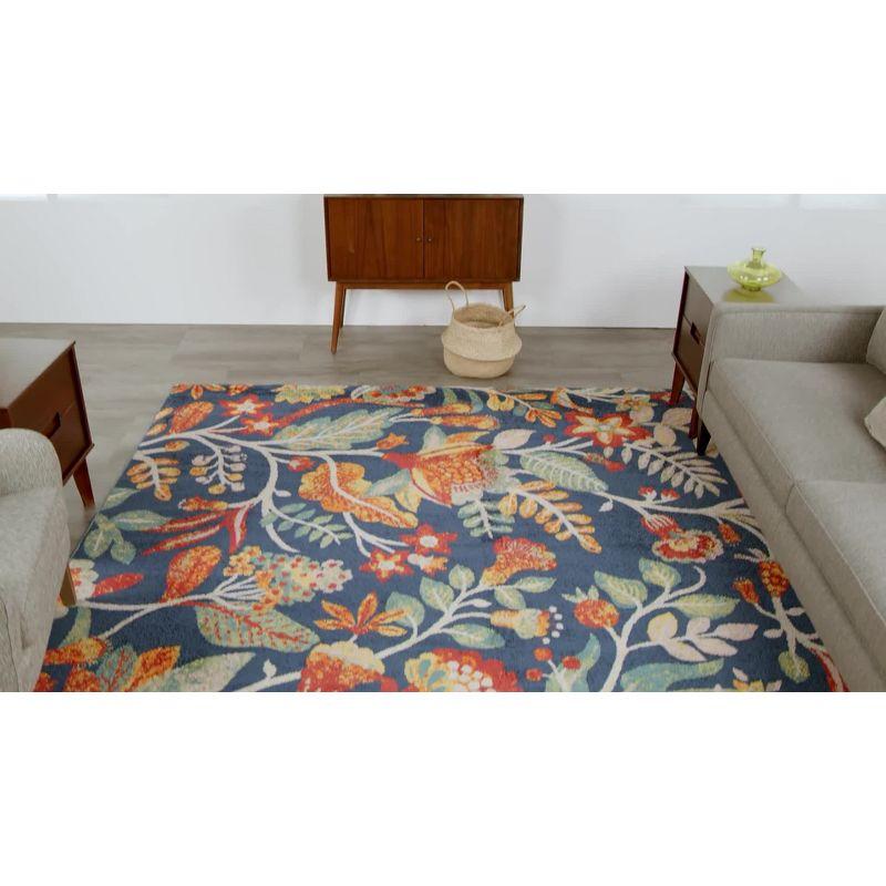 Verdant Jungle Vibe Navy Multicolor Floral 9' x 12' Area Rug