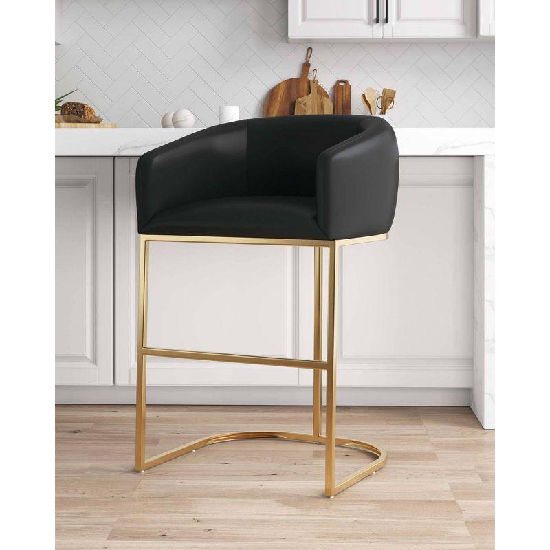 Manhattan Comfort Louvre Barstool Black/Titanium Gold