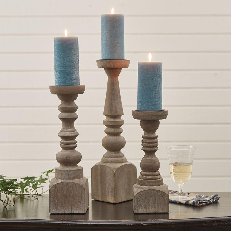 Brighton 18" Distressed Brown Wood Candlestick