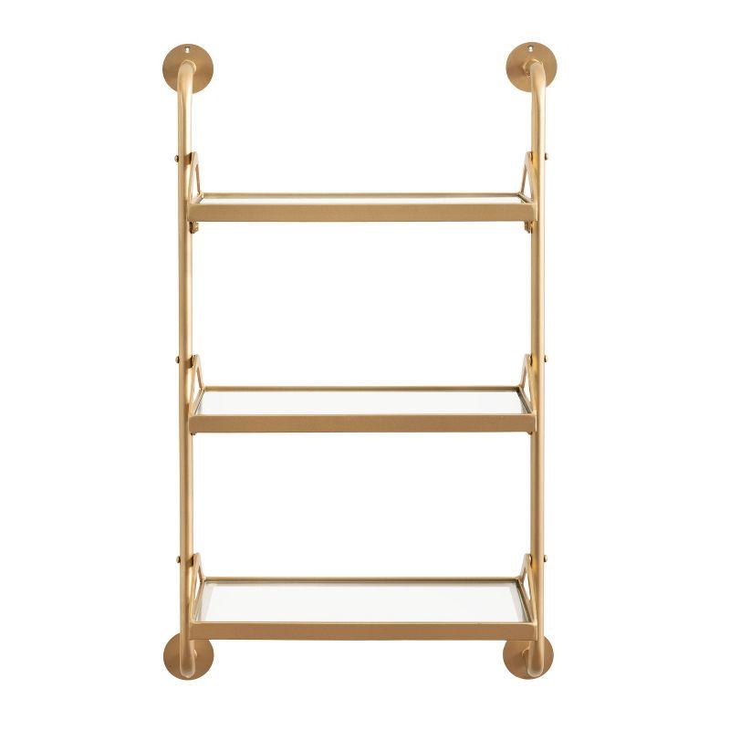 Kate & Laurel All Things Decor 18"x30" Marit Three-Tier Wall Shelf Gold