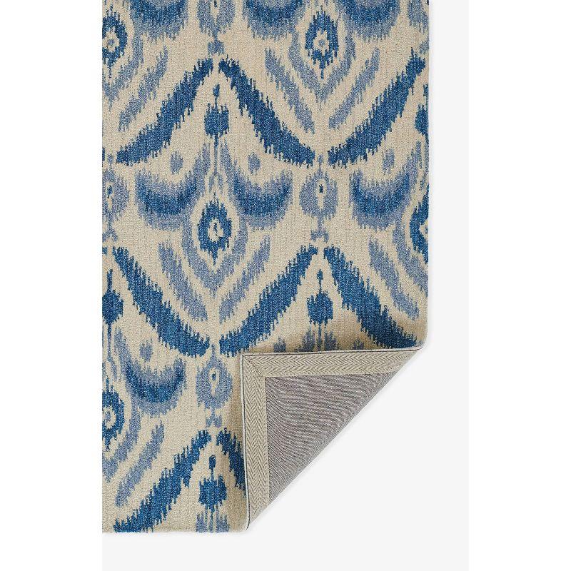 Momeni 3'6"x5'6" Leiden Ikat Elisha Handtufted Area Rug Blue: Wool, Medium Pile, Classic Pattern, Indoor Use