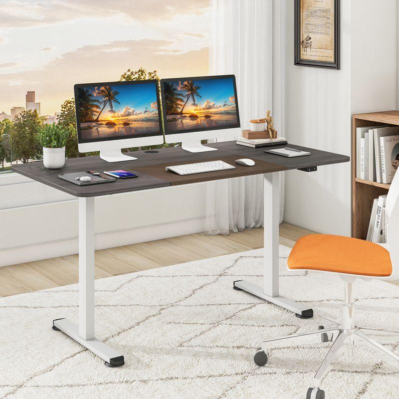 Gray Adjustable Height Electric Standing Desk with Metal Frame