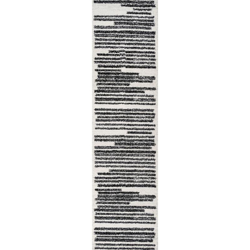 2'x8' Khalil Modern Berber Stripe Runner Rug, Cream - JONATHAN Y