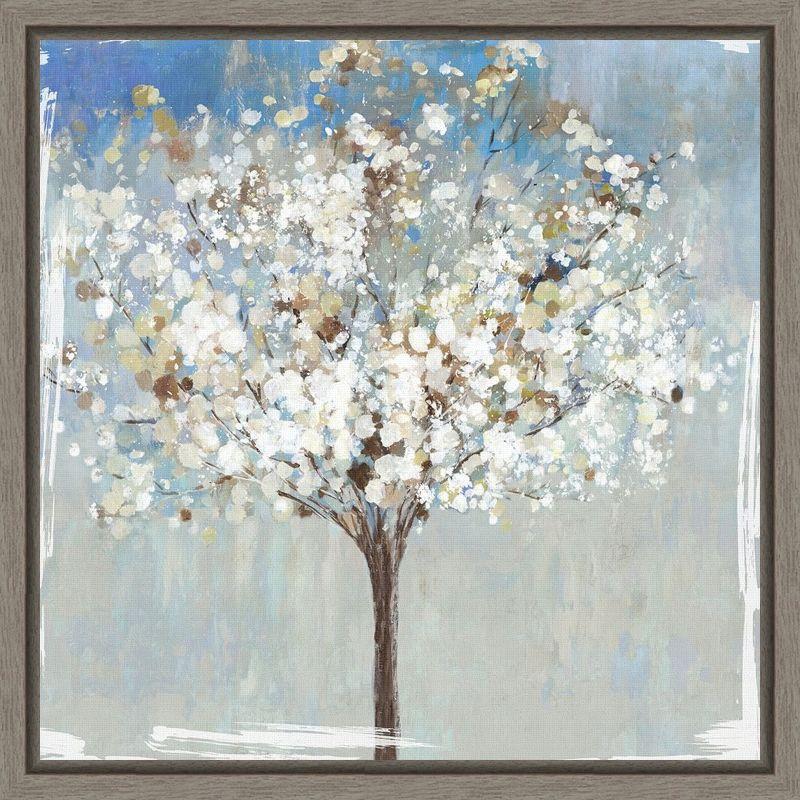 Winter Still Tree Framed Canvas Wall Art in Sylvie Greywash