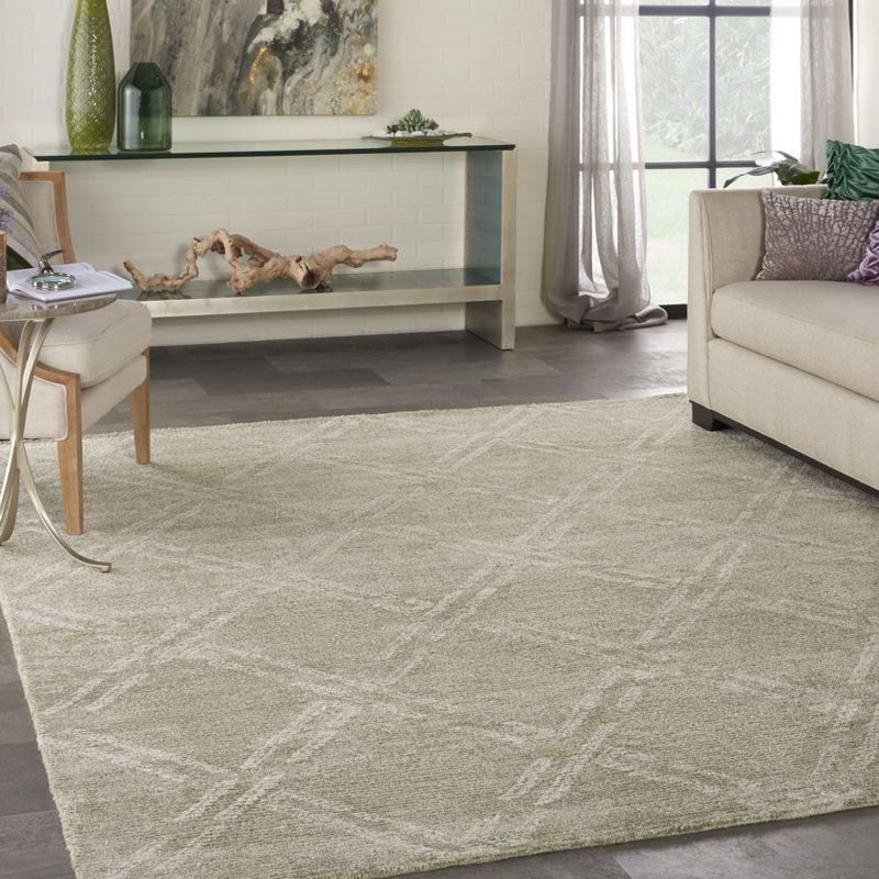 Venosa Geometric Diamond 8' x 10' Green Ivory Hand-Tufted Area Rug