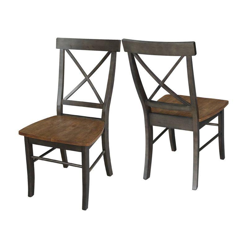 International Concepts Set of 2 X Back Chairs with Wood Seat Hickory Brown: Mid-Century Modern, Hardwood Frame