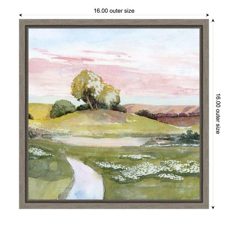 Grace Popp Pink and Green Landscape Canvas Print, 16 x 16 inches