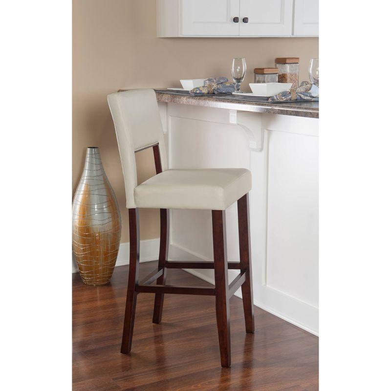 Elegant Vega 24" Espresso Finish Counter Stool with White Faux Leather