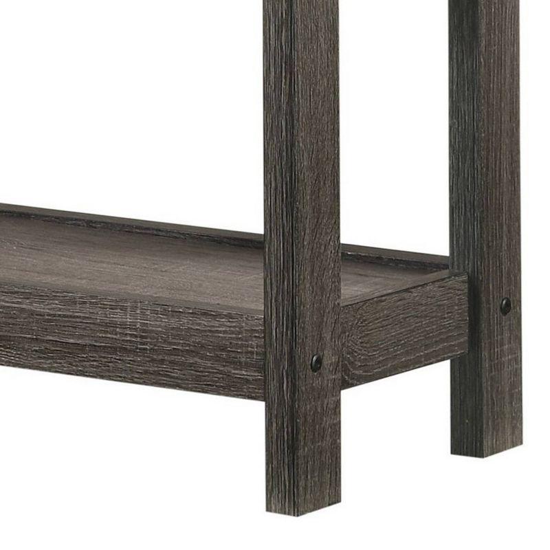 Nightstand with a Drawer and Wooden Grain Details Gray - Benzara: Sturdy, Metal Knobs, Open Shelf, Block Feet