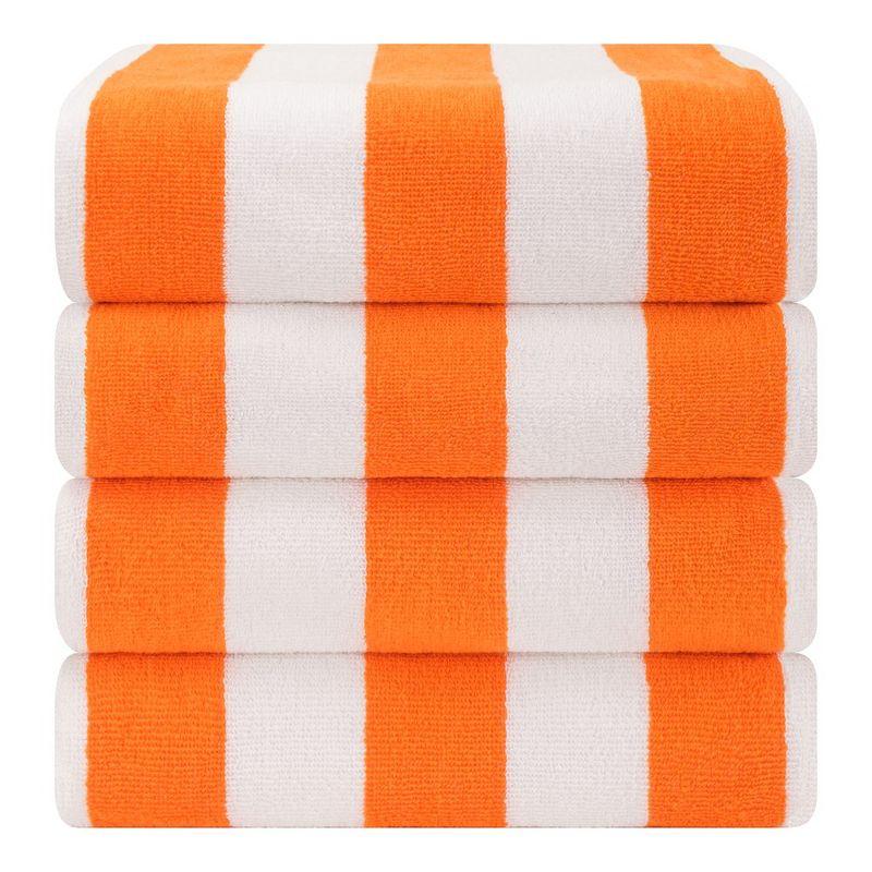 American Soft Linen Beach Towel, 100% Cotton Cabana Striped Beach Towel, 30 in by 60 in Soft Absorbent Beach Pool Towel
, Orange