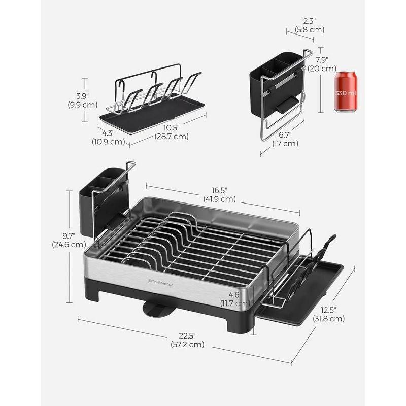 SONGMICS Stainless Steel Dish Drying Rack, Dish Drainers for Kitchen Counter