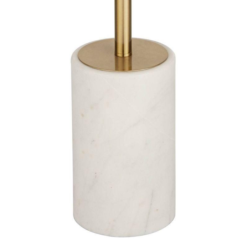 Gold Metal Floor Lamp with White Linen Shade and Marble Base